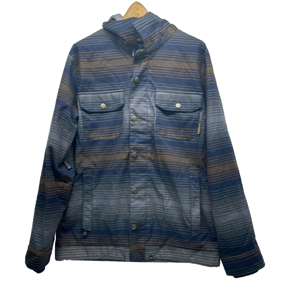 Burton Mens Size M Brown Blue Hackett Insulated Long Sleeve Full Zip Jacket